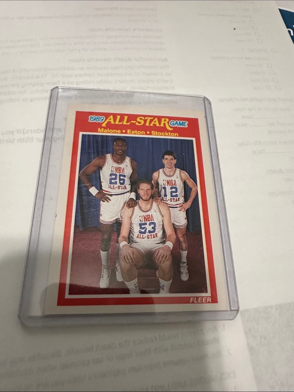 1989 NBA All-Star Game Card - Malone, Eaton, Stockton